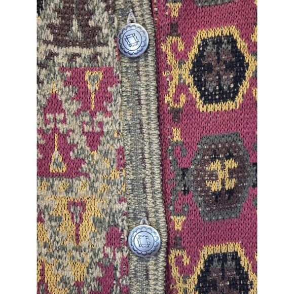 Soft Surroundings Long Cardigan Sweater Tapestry Jacket Art Wear Boho Heavy | M - Picture 10 of 13